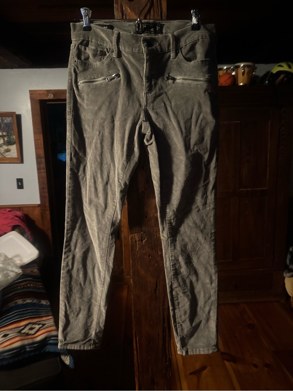 Lucky Brand Women's Skinny Corduroy Pants in grey
